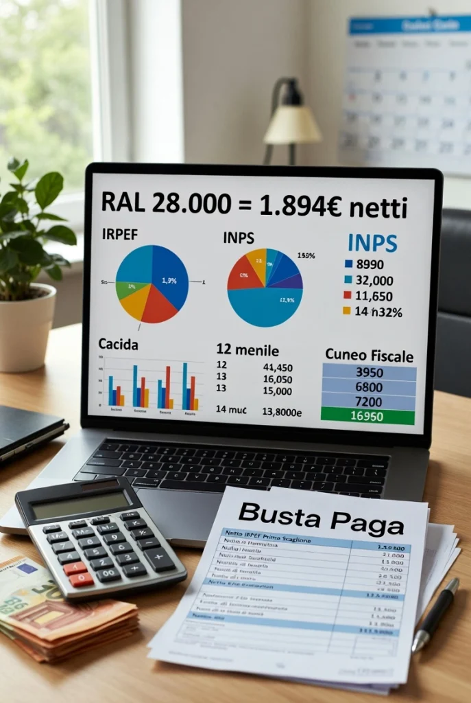 RAL 28000 euro stipendio netto 2026 Italia
